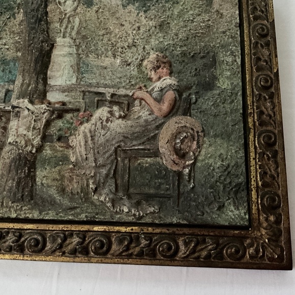 BRADLEY & HUBBARD Antique Painted Cast Iron Garden Scene - Picture 4 of 11